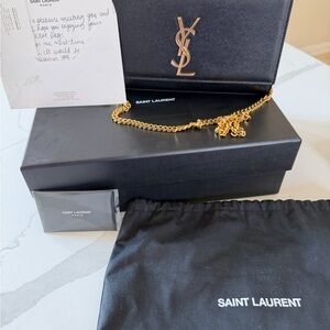 Saint Laurent Gold-Tone Medium Kate Bag YSL 9.4x5.7x2.1 inches